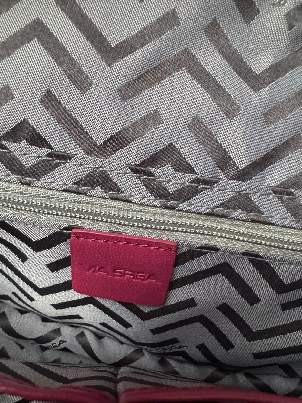 Via Spiga Magenta Geometric Leather Clutch with Metal Bar